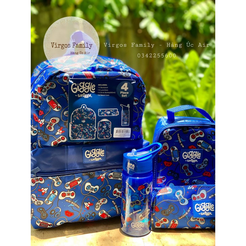 Bộ balo Smiggle 4 món màu Mid Blue Giggle