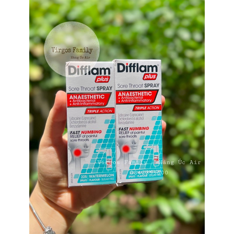 Xịt họng giảm đau họng Difflam Plus Anaesthetic Sore Throat 225 Sprays