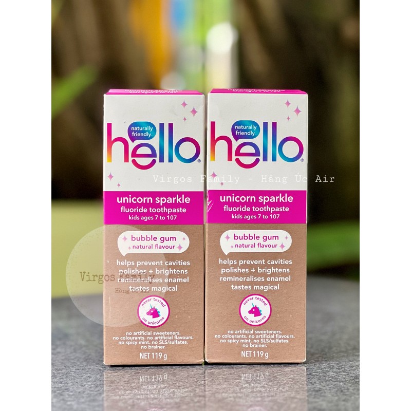 Kem đánh răng thuần chay cho trẻ em Hello Toothpaste Kids Unicorn Sparkle 119g