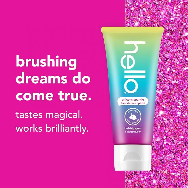 Kem đánh răng thuần chay cho trẻ em Hello Toothpaste Kids Unicorn Sparkle 119g