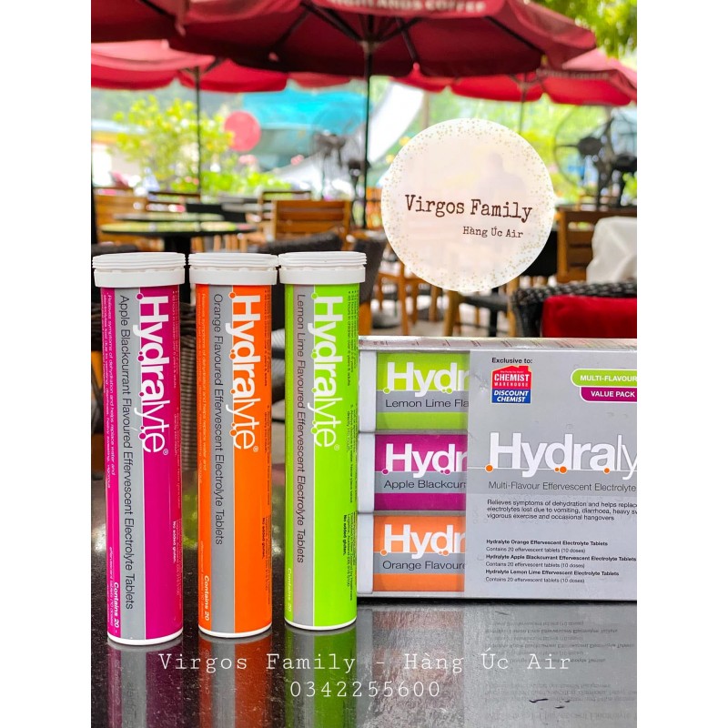viên sủi bù nước điện giải Hydralyte Multi-Flavour Effervescent Electrolyte Tablets 60 viên