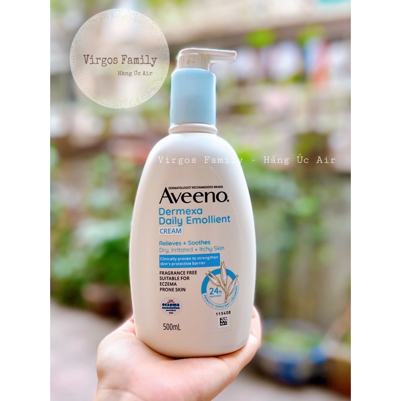 Kem dưỡng cho da chàm khô, ngứa, dễ kích ứng Aveeno Dermexa Daily Emollient Fragrance Free Body Cream 500ml