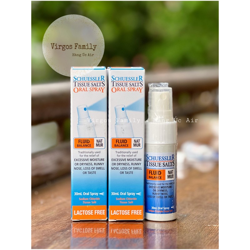 Xịt điện giải, bù nước Schuessler Tissue Salts Oral Spray Nat Mur 30ml