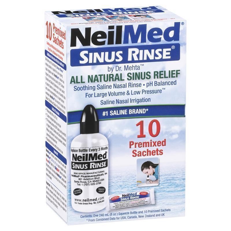 Bộ bình rửa mũi kèm 10 muối NeilMed Sinus Rinse Starter Kit 10 Sachets – Giải pháp vệ sinh mũi tự nhiên, an toàn & hiệu quả