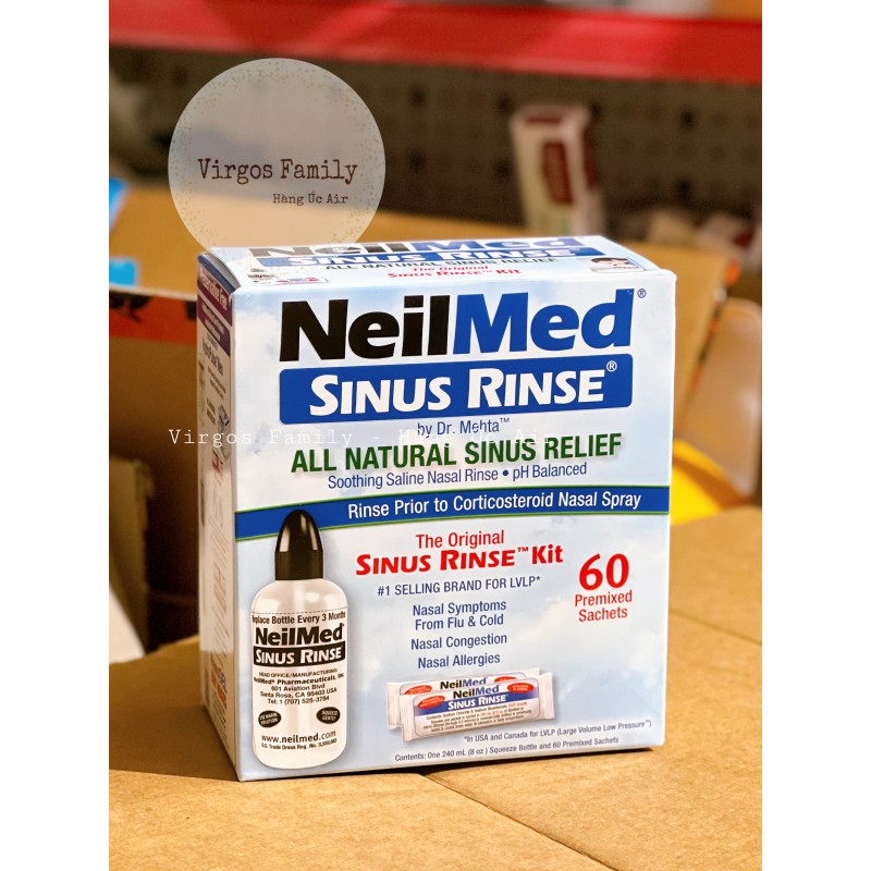 Bộ bình rửa mũi kèm 60 muối NeilMed Sinus Rinse Refill Kit 60 Sachets – Giải pháp vệ sinh mũi tự nhiên, an toàn & hiệu quả