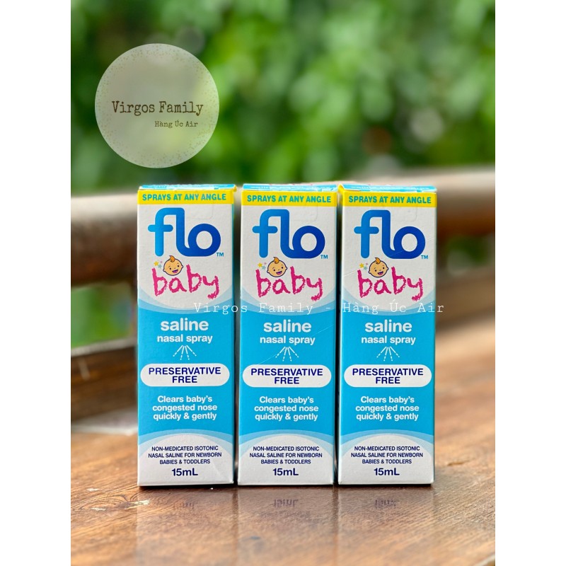 Xịt mũi muối sinh lý dịu nhẹ cho bé FLO Baby Saline Nasal Spray 15ml