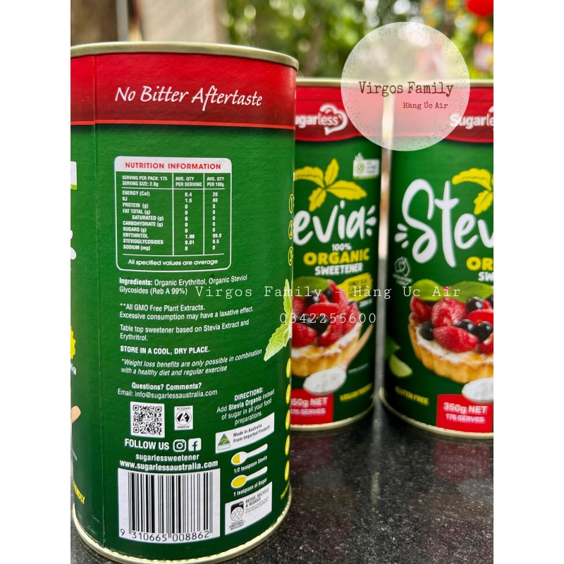 Đường cỏ ngọt hữ cơ Sugarless Stevia Organic 350g
