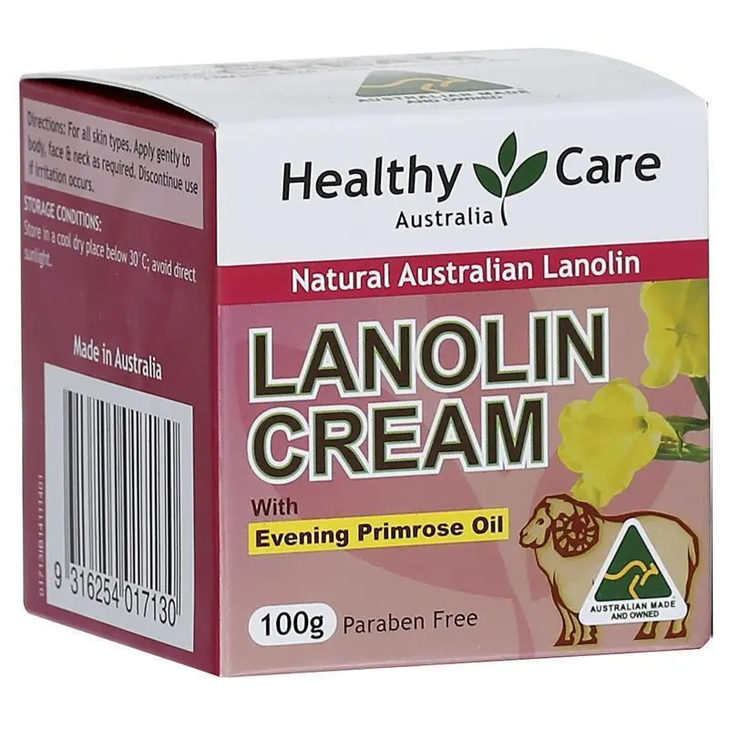 Kem dưỡng cấp ẩm chuyên sâu, phục hồi da khô ráp Healthy Care Lanolin Cream With Evening Primrose Oil 100g