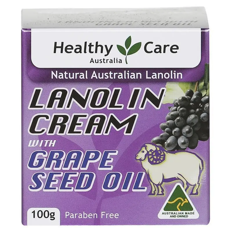Kem dưỡng ẩm giúp da mềm mịn Healthy Care Lanolin Cream With Grape Seed 100g
