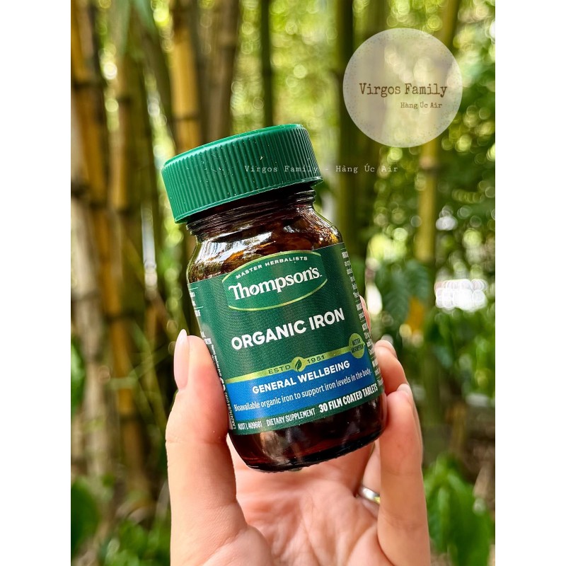 Viên bổ sung sắt hữu cơ Thompson's Organic Iron 24mg 30 viên