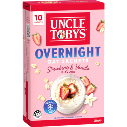 Yến mạch Úc giàu chất xơ Uncle Tobys Overnight Oat Sachets Strawberry & Vanilla 10 gói