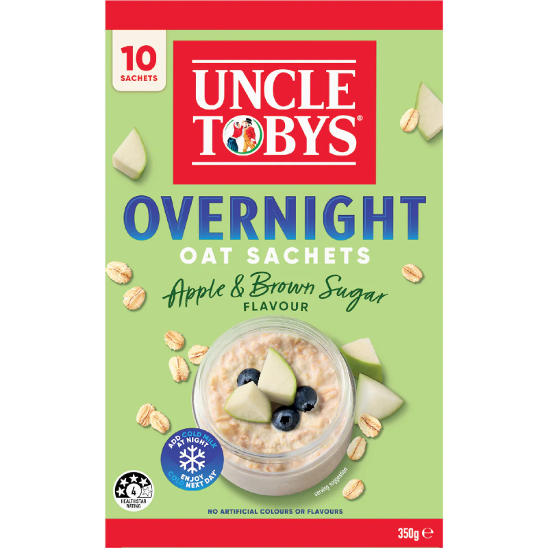 Yến mạch Úc giàu chất xơ Uncle Tobys Overnight Oat Sachets Apple & Brown Sugar 10 gói