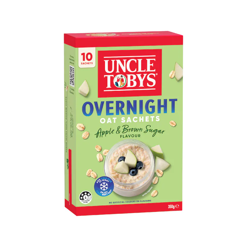 Yến mạch ngâm qua đêm Uncle Tobys vị táo đường nâu 10 gói