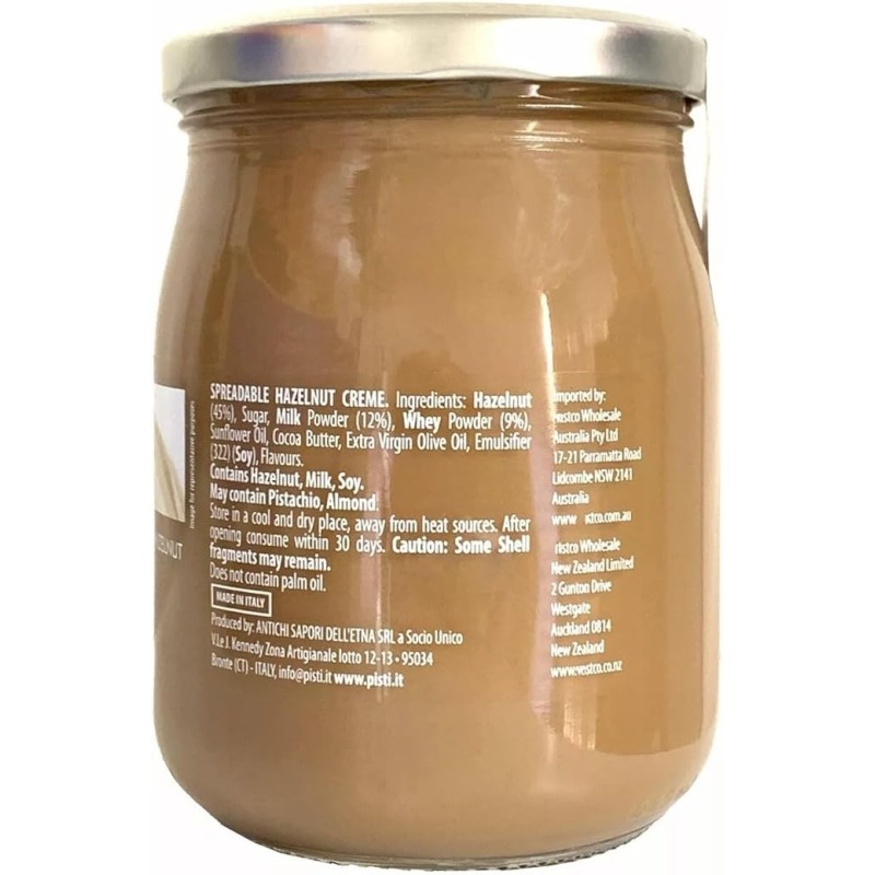 Kem phết hạt phỉ thượng hạng từ Ý Pisti Spreadable Hazelnut Cream 600g