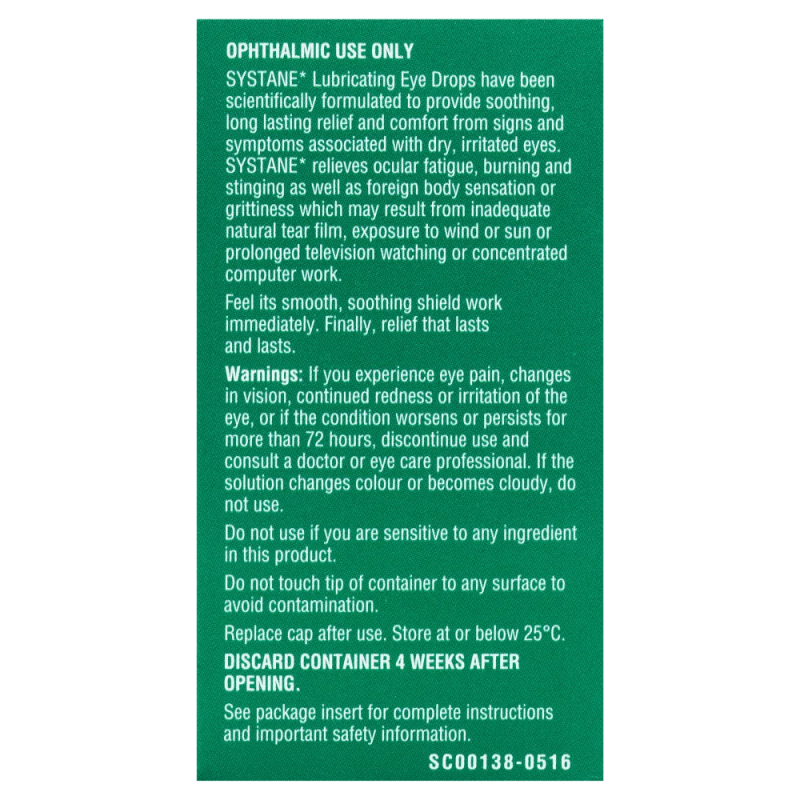 Nước nhỏ mắt cấp ẩm, làm dịu mắt khô Systane Lubricating Eye Drops Original 15mL