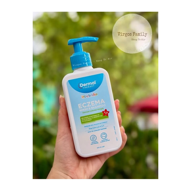 Sữa tắm gội hỗ trợ chăm sóc cho da bị chàm da Dermal Therapy Little Bodies Eczema Wash & Shampoo 210ml