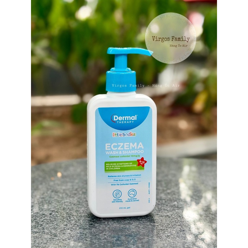 Sữa tắm gội hỗ trợ chăm sóc cho da bị chàm da Dermal Therapy Little Bodies Eczema Wash & Shampoo 210ml