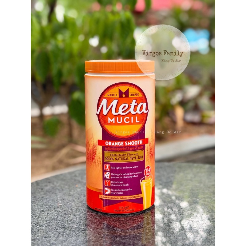 Bột cam bổ sung chất xơ hỗ trợ tiêu hóa Metamucil Fibre Supplement Smooth Orange 114 Dose 673g