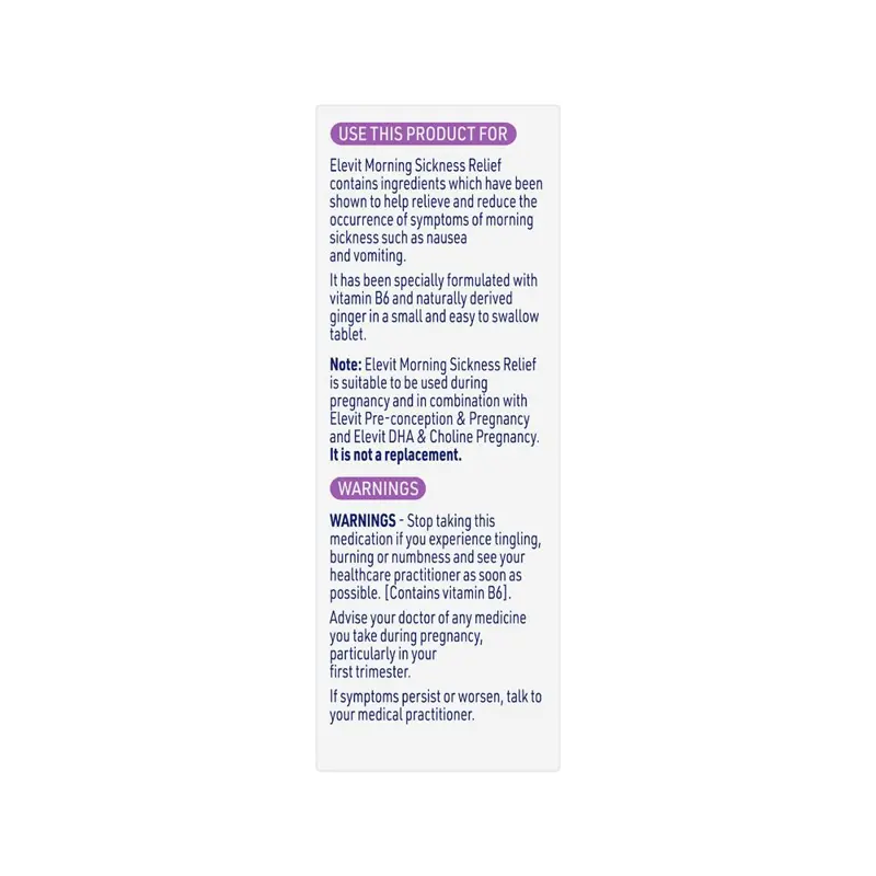 Viên hỗ trợ giảm nghén Elevit Morning Sickness Relief Pregnancy 60 Viên