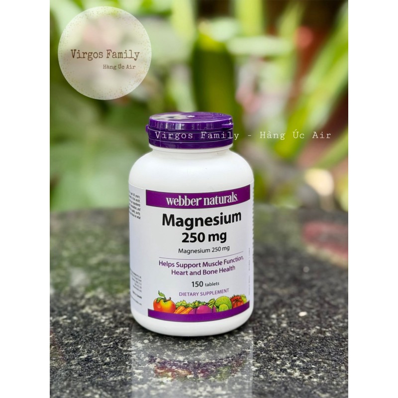 Viên uống bổ sung magie Webber Naturals Magnesium 250mg 150 viên
