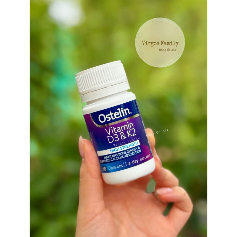 Viên bổ sung Ostelin Vitamin D3 & K2 60 Viên Hỗ Trợ Xương Chắc Khỏe, Tăng Hấp Thu Canxi