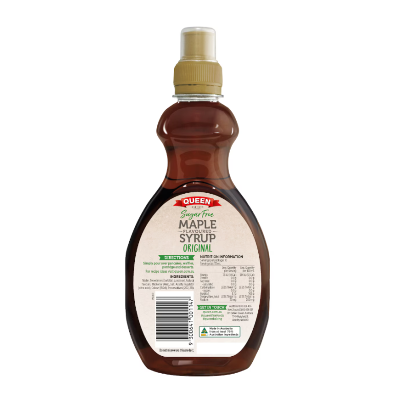 Syrup lá phong không đường Queen Sugar Free Maple Flavoured Syrup 355ml