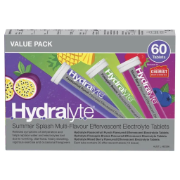 Vên sủi bù nước điện giải Hydralyte Electrolyte Effervescent Summer Splash Multi Flavour 60 viên