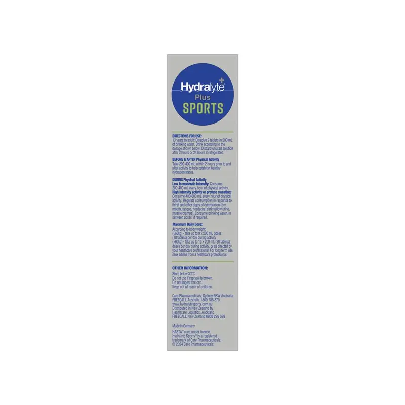 Viên sủi bù điện giải Hydralyte Plus Sport Lemon Lime 20 viên