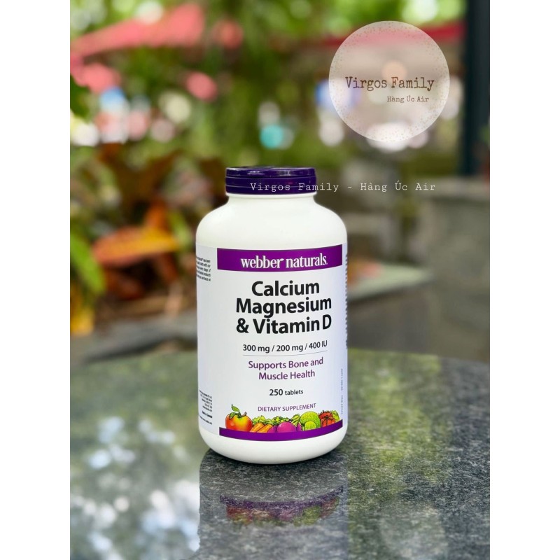 Viên bổ sung canxi, magnesium và vitamin D Webber Naturals
