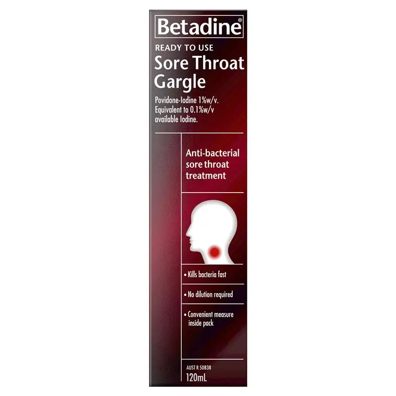 Dung Dịch Súc Họng Kháng Khuẩn Hỗ Trợ Giảm Đau Rát Họng Betadine Sore Throat Gargle Ready To Use 120mL