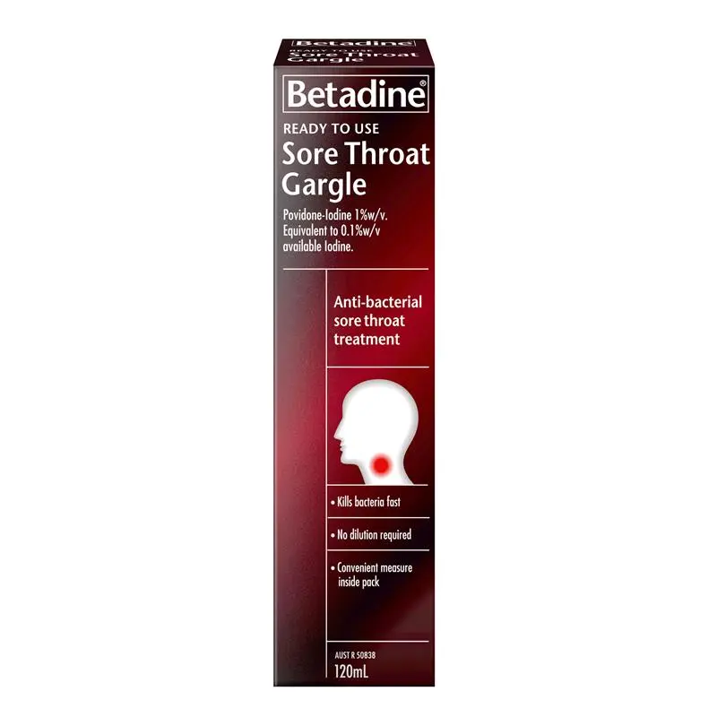 Dung Dịch Súc Họng Kháng Khuẩn Hỗ Trợ Giảm Đau Rát Họng Betadine Sore Throat Gargle Ready To Use 120mL