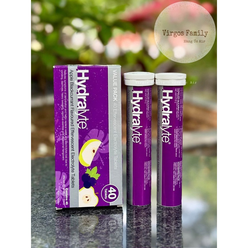 Viên sủi điện giải Hydralyte vị táo và nho đen 40 viên