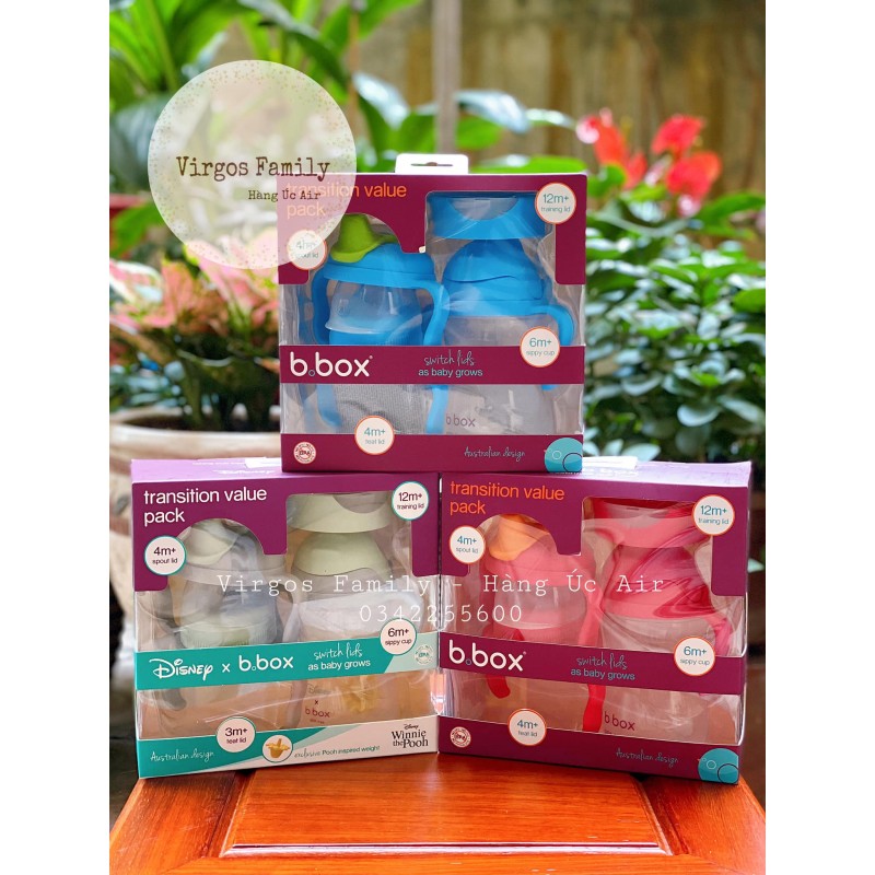 Bình tập uống nước 4 đầu thay 4 giai đoạn của bé B.Box Transition Value Pack